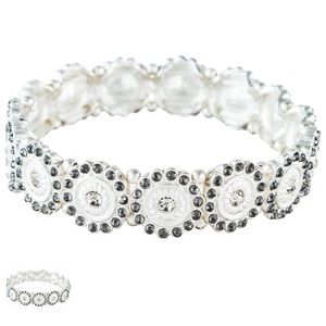 Silver Black Diamond Crystal Stretch Bracelet